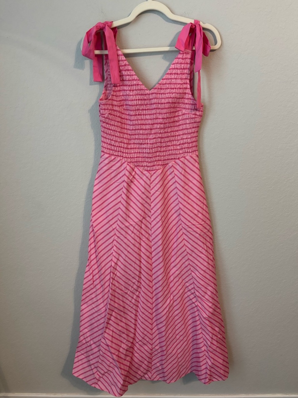 Free People Pink Cecelia Striped Tie-Shoulder Midi Dress - Picture 4 of 8